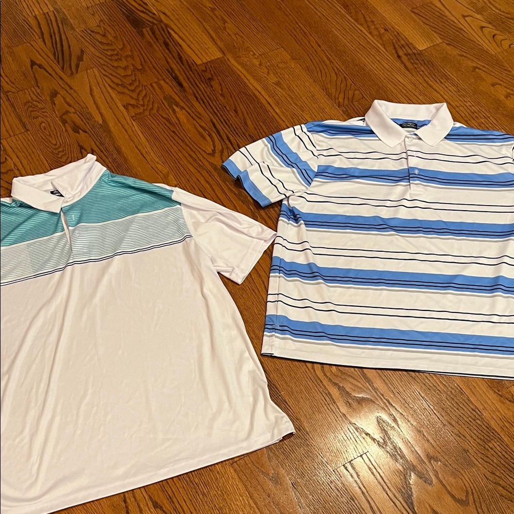 Ben Hogan polo golf shirts men size 2XL blue & teal white